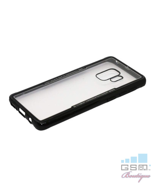 Husa Glass Plastic Case Samsung Galaxy S9, G960F Neagra