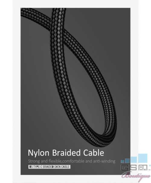 Cablu Date Usams Aluminium Braided US-SJ221 U5 Type-C Negru
