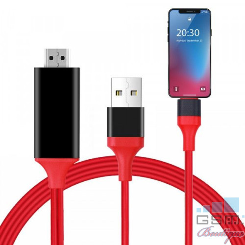 Adaptor USB Lightning - HDMI, Rosu