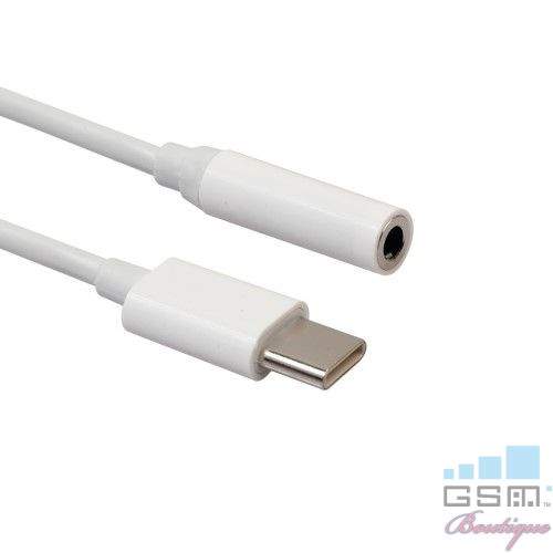 Adaptor USB Type C La Jack Audio 3,5mm Huawei Samsung Xiaomi Universal Alb