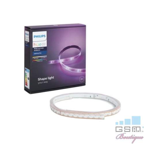 Banda LED inteligenta Philips Hue LightStrip 7190155PH, Wi-Fi, lumina RGB, 1600 lm, 2m, baza