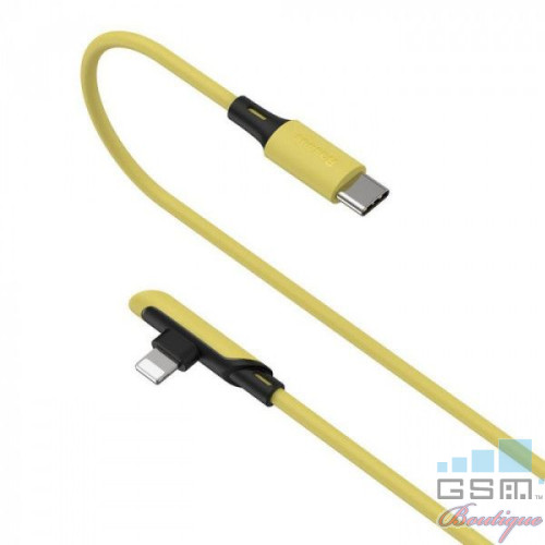 Baseus Cablu Colourful Elbow Lightning la Type-C Yellow (1.2m, 18W, PD)