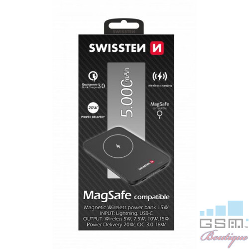 Baterie Externa MagSafe iPhone 12, 12 Pro, 12 Pro Max, 13, 13 Pro, 13 Pro Max Neagra