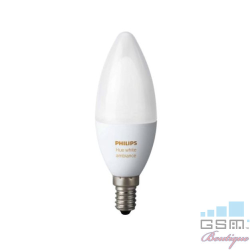 Bec inteligent LED Philips Hue Ambiance, E14, 6W (40W), 470 lm, lumina ambianta alba
