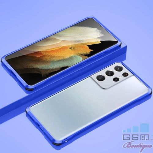 Bumper Telefon Samsung Galaxy S21 Ultra 5G Metalic Albastru