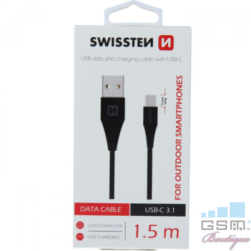 Cablu Date Si Incarcare 1,5 m USB Type C 3,1 Samsung Huawei LG Asus Allview Negru
