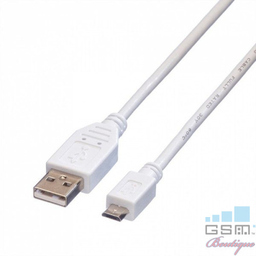 Cablu Date Si Incarcare Micro USB 1m Alb