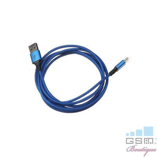 Cablu Date Si Incarcare USB Type C Samsung Galaxy A40 Textil Albastru