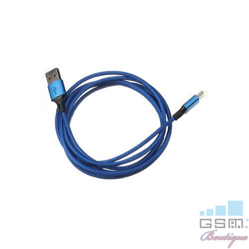 Cablu Date Si Incarcare USB Type C Samsung Galaxy A50 Textil Albastru
