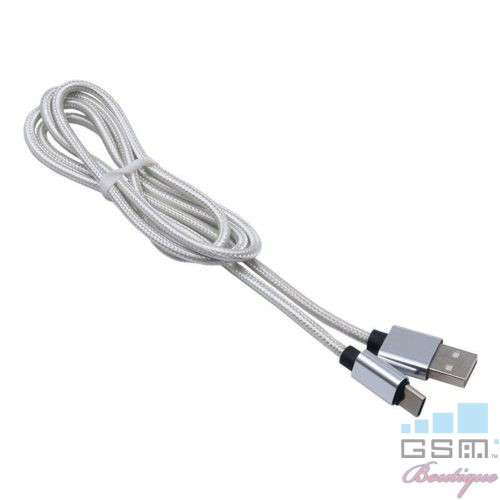 Cablu Date Si Incarcare USB Type C Samsung Galaxy A40 Textil Gri