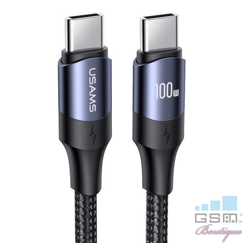 Cablu Date Si Incarcare USB Type C - USB Type C USAMS 100W 2m Negru