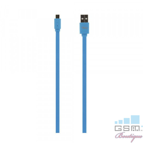 Cablu de Date Tellur MicroUSB Plat 1m Albastru