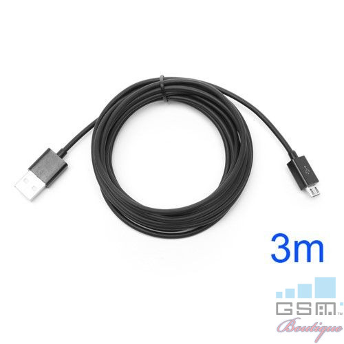 Cablu Incarcare SI Sincronizare Date Samsung Galaxy M10 MicroUSB 3m Negru