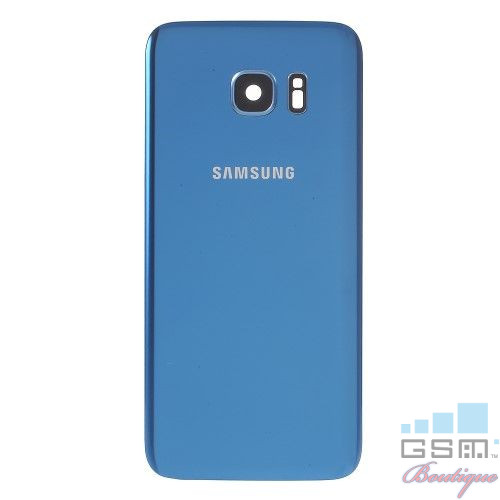 Capac Baterie Spate Samsung Galaxy S7 Edge G935 Cu Ornament Camera Si Adeziv Sticker Albastru