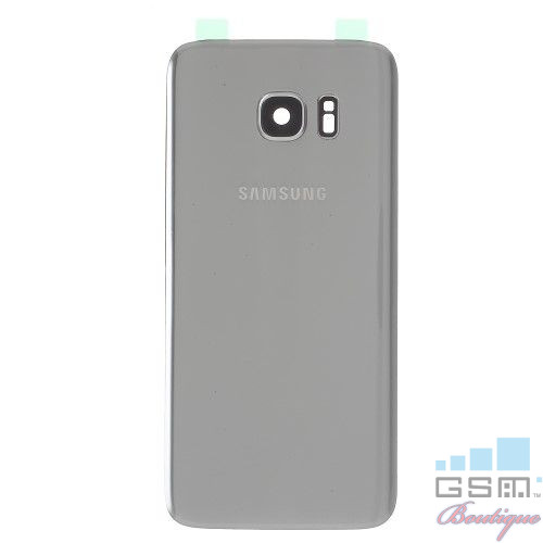 Capac Baterie Spate Samsung Galaxy S7 Edge G935 Cu Ornament Camera Si Adeziv Sticker Argintiu