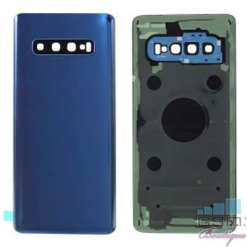 Capac Baterie Samsung S10 SM-G973 Smoke Blue Complet cu Ornamente