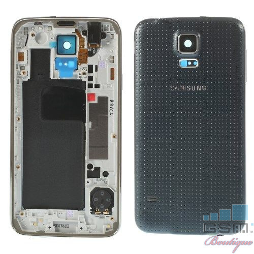 Carcasa Corp Mijloc Samsung Galaxy S5 Cu Capac Baterie Spate Originala Gri