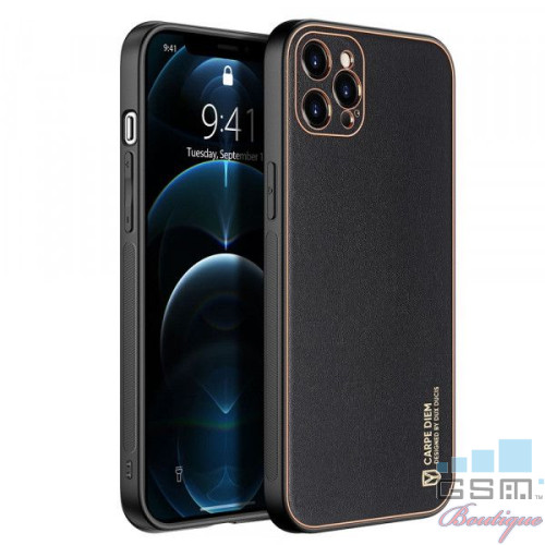 Husa telefon Dux Ducis iPhone 12 Pro TPU din piele ecologica Neagra