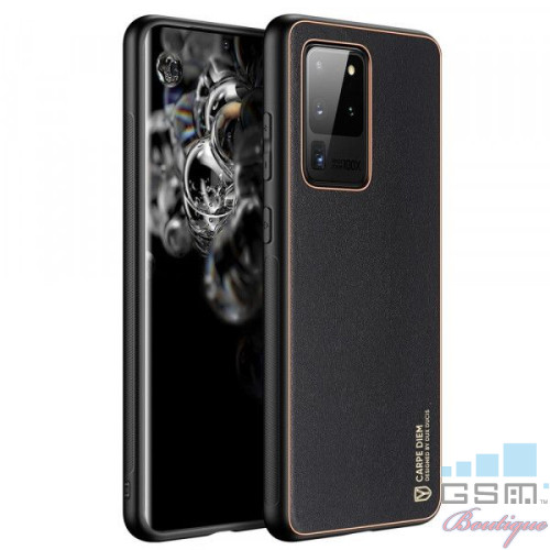 Husa telefon Dux Ducis Samsung Galaxy S20 Ultra TPU din piele ecologica Neagra