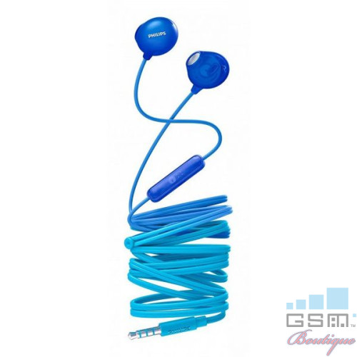 Casti audio Philips UpBeat SHE2305BL/00, intraauriculare, microfon incorporat, izolare fonica, lungime cablu 1,2m, Albastru