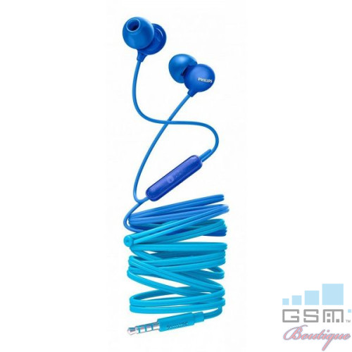 Casti audio Philips UpBeat SHE2405BL/00, intraauriculare, microfon incorporat, izolare fonica, lungime cablu 1,2m, Albastru