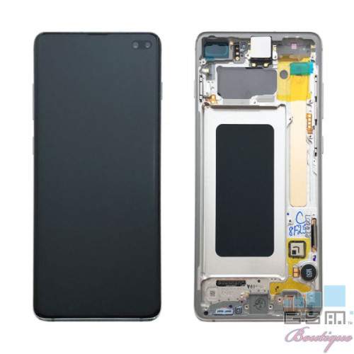 Display Cu Touchscreen Cu Rama Argintie Samsung Galaxy S10+ G975 Prism White Original