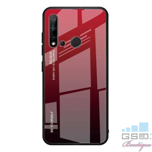Husa Huawei P20 Lite 2019 / Nova 5i Cu Spate Din Sticla Rosie