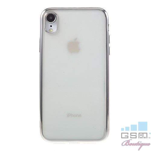 Husa iPhone XR TPU Transparenta Cu Margine Argintie