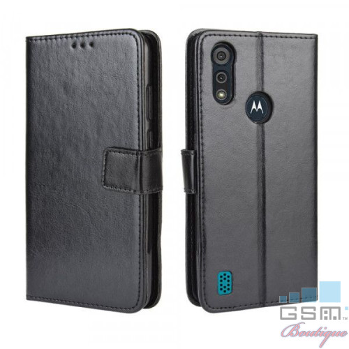 Husa Motorola Moto E6S Flip Cu Stand Neagra