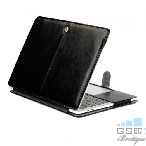 Husa Protectie Macbook Air 13,3 inch din piele ecologica Neagra
