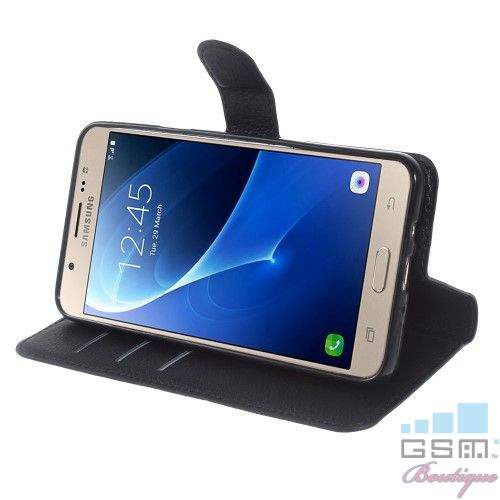 Husa Samsung Galaxy J7 J710 2016 Flip Cu Stand Neagra