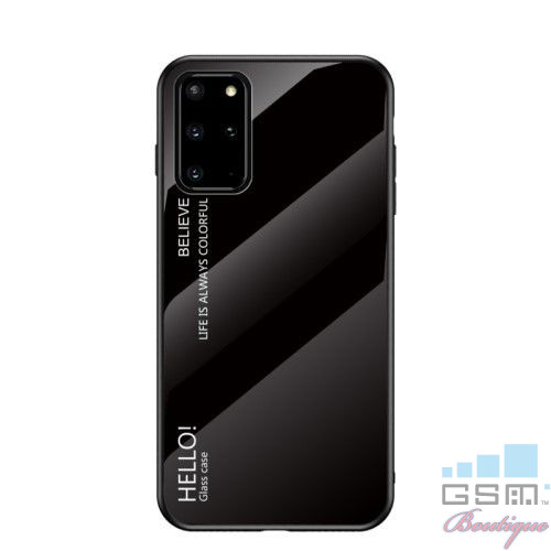 Husa Samsung Galaxy S20 Plus Cu Spate Din Sticla Neagra