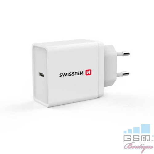 Incarcator de retea SWISSTEN POWER DELIVERY USB-C 18W, Alb