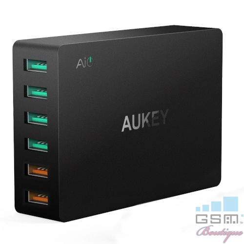 Incarcator rapid Aukey PA-T11, 6 sloturi USB 3,0, negru