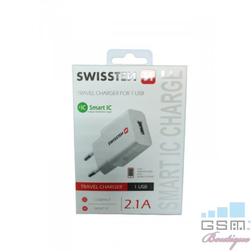 Incarcator retea Swissten, 1 port USB, 2.1A, Alb