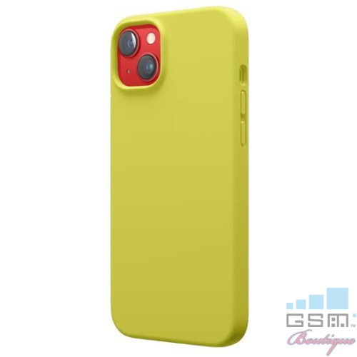 Lemontti Husa Liquid Silicon MagCharge iPhone 14 Galben (protectie 360°, material fin, captusit cu microfibra)