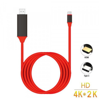 Cablu convertor USB-C 3.1 Type-C la HDMI, conectori auriti, suporta rezolutii 4k, compatibil laptop, telefon, lungime 2m