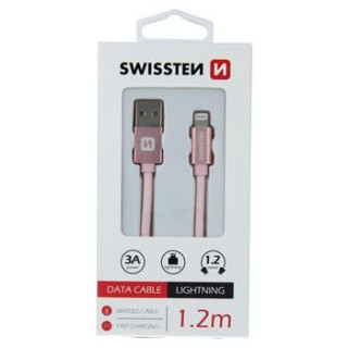 Cablu de date USB-Lightning, 1,2m, Textil, Rose / Gold