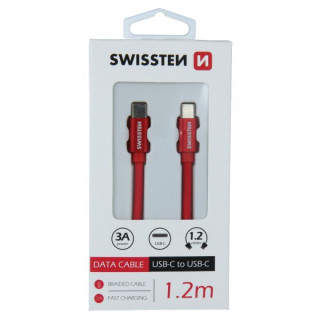 Cablu Incarcare si Date Swissten USB-C - USB-C textil 1,2m Rosu