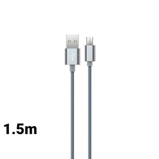 Cablu MicroUSB Devia Gracious Gray (1.5m, impletitura textila)