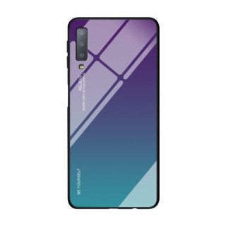 Husa Telefon Samsung Galaxy A7 2018 Cu Spate Din Sticla Albastra