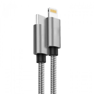 Lemontti Cablu Quick Charge MFI Lightning la Type-C Gri 1.5m (PD, impletitura nylon)