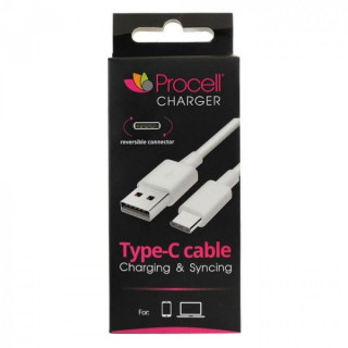 Procell Cablu USB Type-C Alb 1m