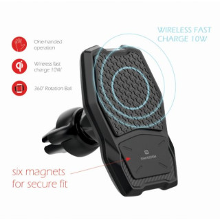 Suport Auto Magnetic Cu Incarcare Wireless 10W Negru