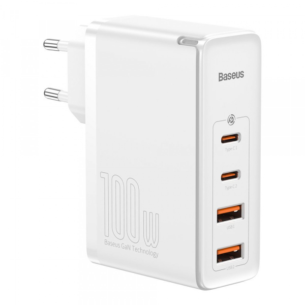Incarcator Retea Baseus GaN2 Pro, 100W, 3A, 2 x USB-A - 2 x USB-C, Alb CCGAN2P-L02