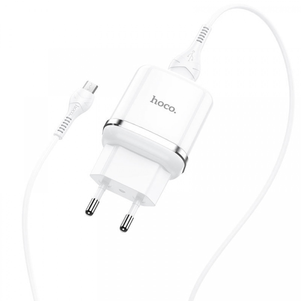 Incarcator Retea cu Cablu microUSB HOCO N3, 18W, 3A, 1 x USB-A, Alb
